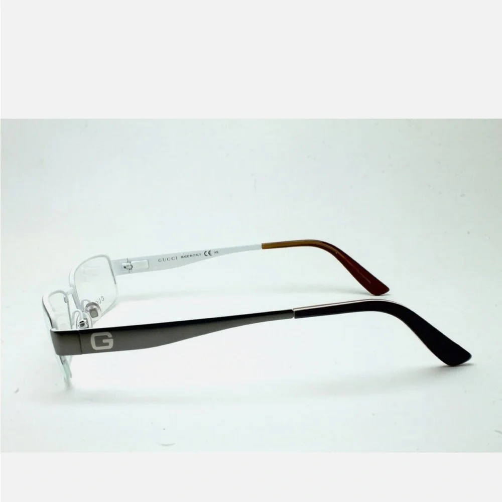 GUCCI GG 1938 MEO Grey/White 53-18-145 Semi Mount Made In Italy Eyeglass Frames
